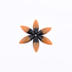樹脂貼付けパーツ 馬目型 39x14mm ブラック+オレンジ【50ヶ(約128g)】