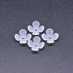 アクリルビーズ フラワー 四弁花 半クリア ホワイト 4×10mm 【100ヶ】