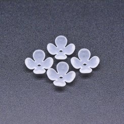 アクリルビーズ フラワー 四弁花 半クリア ホワイト 4×10mm 【100ヶ】
