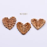 ラタンパーツ ハート 30×35mm チャームパーツ【2ヶ】