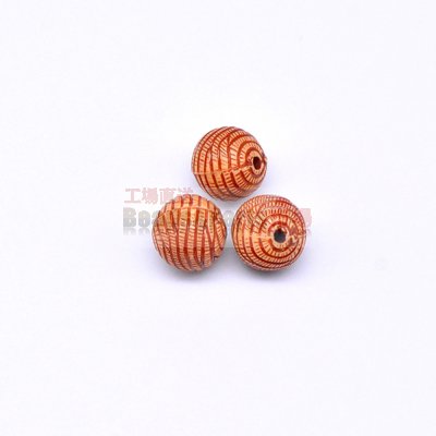 アクリルビーズ アンティーク調 螺旋模様入り丸型 12mm オレンジ【500g（約520ヶ）】