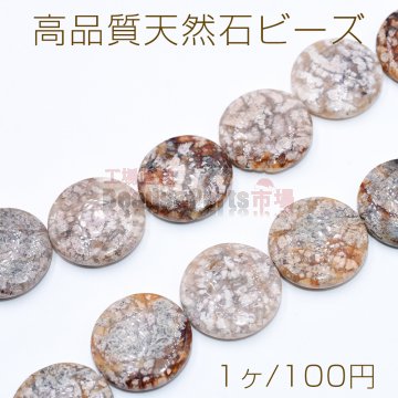 高品質天然石ビーズ コイン型 25mm ボツワナアゲート【1ヶ】