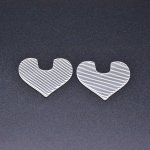 アクリルパーツ ハート 半クリア ストライプ ホワイト 39×41mm【50ヶ】