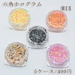 【5ケース】六角ホログラム MIX ネイルパーツ カラーミックス