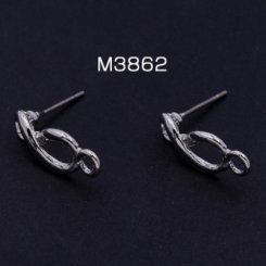 ピアス金具 8字型 カン付き 8×18mm ロジウム【4ヶ】
