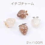 イチゴチャーム 樹脂チャーム パール付き 18×24mm（2ヶ）