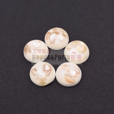樹脂貼付けパーツ 円形 天然石封入 22x22mm ベージュ【50ヶ(約169g)】