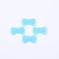 樹脂カボション デコパーツ リボン 貼付けパーツ つぶつぶ ブルー 18×26mm【20ヶ】