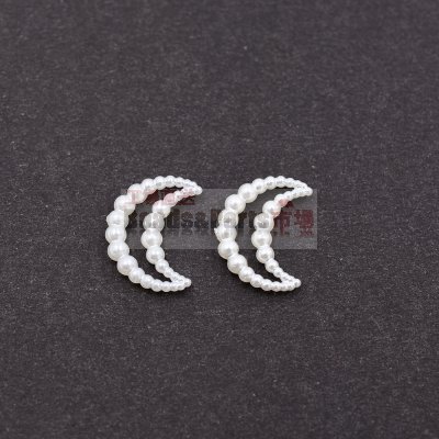 アクリルパーツ 月形 パール風 15x11mm ホワイト【50ヶ】