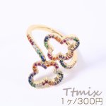 高品質ジルコニアリング 指輪 蝶 幅約25mm ゴールド【1ヶ】