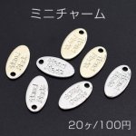 ミニチャーム ハンドメイドタグ メタルプレート 楕円形 1穴 6×12mm【20ヶ】