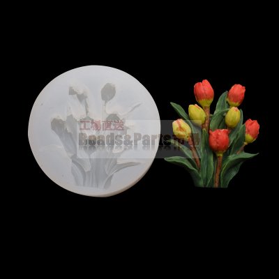 シリコンモールド 花型 チューリップの花 半クリア98×28mm【5ヶ】