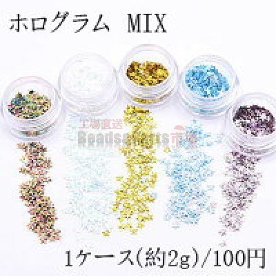 ホログラム MIX ネイルパーツ ミックス 全12色 2ｇ入り ケース付き