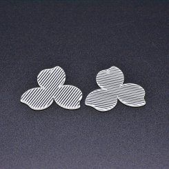 アクリルチャーム 花型 半クリア ストライプ ホワイト 37×37mm【50ヶ】