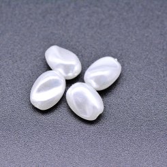 ABS製 パールビーズ ツイスト パールホワイト 7×10mm 【100ヶ】