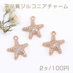 高品質ジルコニアチャーム ヒトデ 1カン 12×14mm ゴールド【2ヶ】