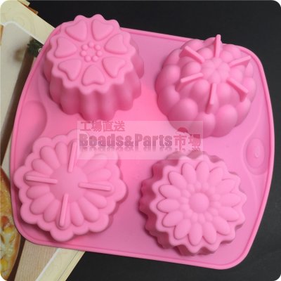 シリコンモールド 花の形ケーキ 型 食 品グレードのベーキングモールド ピンク 156x141x35mm【2ヶ】
