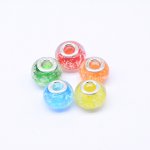 ロンデルアクリルビーズ 丸型 夜光 MIX 花模様入り 10×14mm【20ヶ】