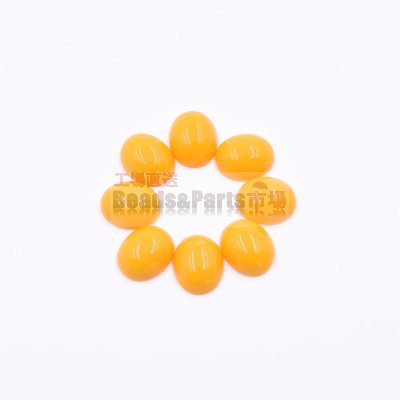 樹脂貼付けパーツ 楕円形 12x10mm オレンジ【50ヶ(約21.5g)】