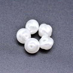 ABS製 パールビーズ 丸型 ライトオレンジ 7×8mm 【100ヶ】