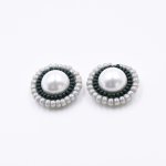 貼付けパーツ 円形 パール付き 22mm クリーム/グリーン【10ヶ(約16g】