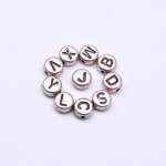 アクリル丸型アルファベットビーズ ピンクゴールドビーズ ブラック 4×7mm【約3650ヶ】