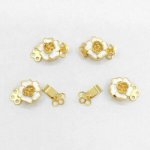 クラスプ バラ3連 エポ付 10mm(2セット) ゴールド/白