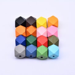 ウッドビーズ カラフル 多面カット 20×20mm