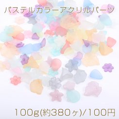 パステルカラーアクリルパーツ ミックス フラワー＆花びら＆リーフ【100g(約380ヶ)】