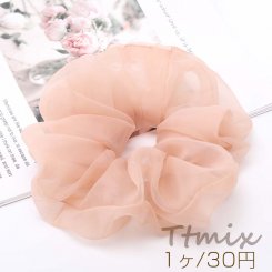 大特価 !シュシュ ヘアアクセサリー オレンジピンク（1ヶ）