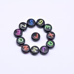 アクリル丸型アルファベットビーズ ブラックビーズ オーロラ 4×7mm【約3600-3700ヶ】