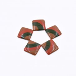 樹脂貼付けパーツ 四角形 23x23mm ブラウン【50ヶ(約105g)】
