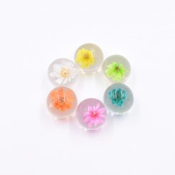 樹脂貼付けパーツ 円形 ドライフラワー封入 15x15mm【50ヶ(約100g)】