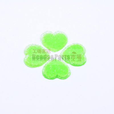 樹脂カボション デコパーツ ハート 貼付けパーツ つぶつぶ グリーン23×25mm【20ヶ】