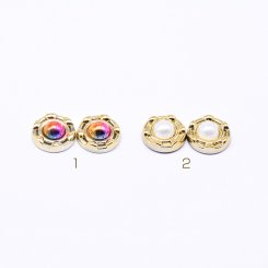 デコパーツ アクリルパーツ 丸型 パール貼り ゴールド 5×12mm【100ヶ】