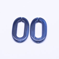 アクリルチェーンパーツ 中抜きオーバル穴なし ブルー21×37mm【50ヶ】