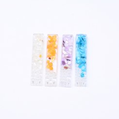 アクリルカボション 長方形 貝殻＆パール封入 13×66mm【20ヶ(約115g)】