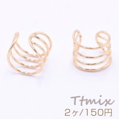 イヤーカフ 4連 スリット入 10×12mm 片耳用 ゴールド【2ヶ】