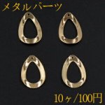 メタルパーツ プレート 雫フレーム 1穴 16×26mm ゴールド【10ヶ】
