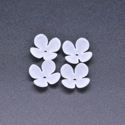 アクリルビーズ フラワー 四弁花 ホワイト 6×14mm 【100ヶ】