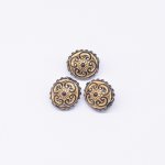 アクリルビーズ アンティーク調 花模様入り丸型 14×15mm ブラック【500g（約425ヶ）】