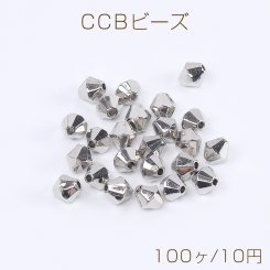CCB ビーズ ソロバンカット 6×6mm ロジウム（100ヶ）