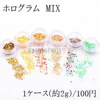 ホログラム MIX ネイルパーツ ミックス 全12色 2ｇ入り ケース付き