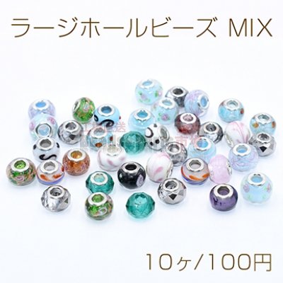 ラージホール ビーズ MIX いろんな形 カラーミックス ビーズ パーツ【10ヶ】