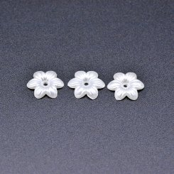 アクリルビーズ フラワー 五弁花 パールホワイト 2×13mm 【100ヶ】