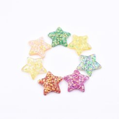 樹脂貼付けパーツ 星型 スパンコール封入 31x32mm 【50ヶ(約202g)】