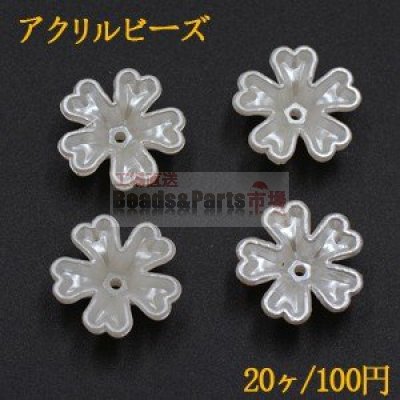 アクリル ビーズ フラワー 桜 6×16mm パールホワイト【20ヶ】