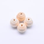 ウッドビーズ 丸玉 模様入り オフホワイト 20×20mm【約100ヶ】