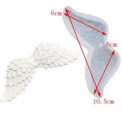 シリコンモールド 天使の羽とハート 半クリア 42x105x17mm 【10ヶ】 