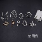 レジン枠 チャーム 模様入り三角＆ハート＆四角＆丸 5連 ロジウム【10ヶ】